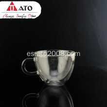 Taza de cofre de vidrio de borosilicato doble transparente